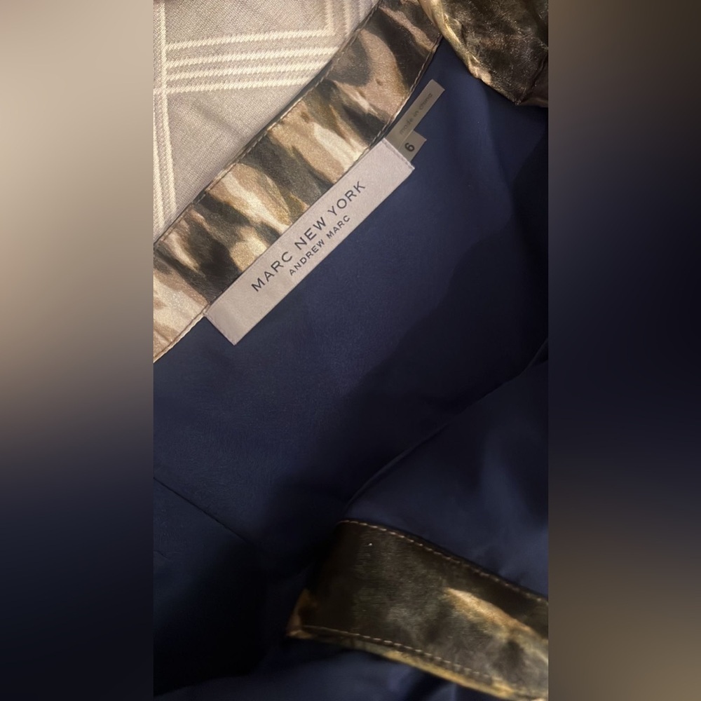 Marc New York Navy and Metallic a line knee length abstract pattern tank dress 6 - Picture 2 of 9